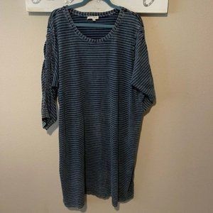 Jane & Delancey - distressed stripe dress with ruched sleeves